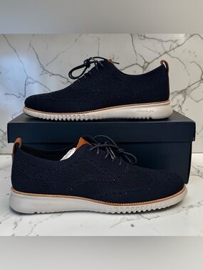 Cole Haan C14493 Size 12 Men’s Zerogrand Stitchlite Oxford British Tan Blue NIB